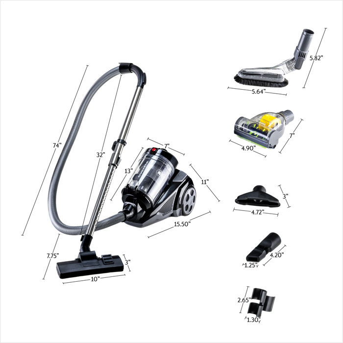 Ovente Bagless Canister Vacuum with Auto Cord Retract & Reviews Wayfair